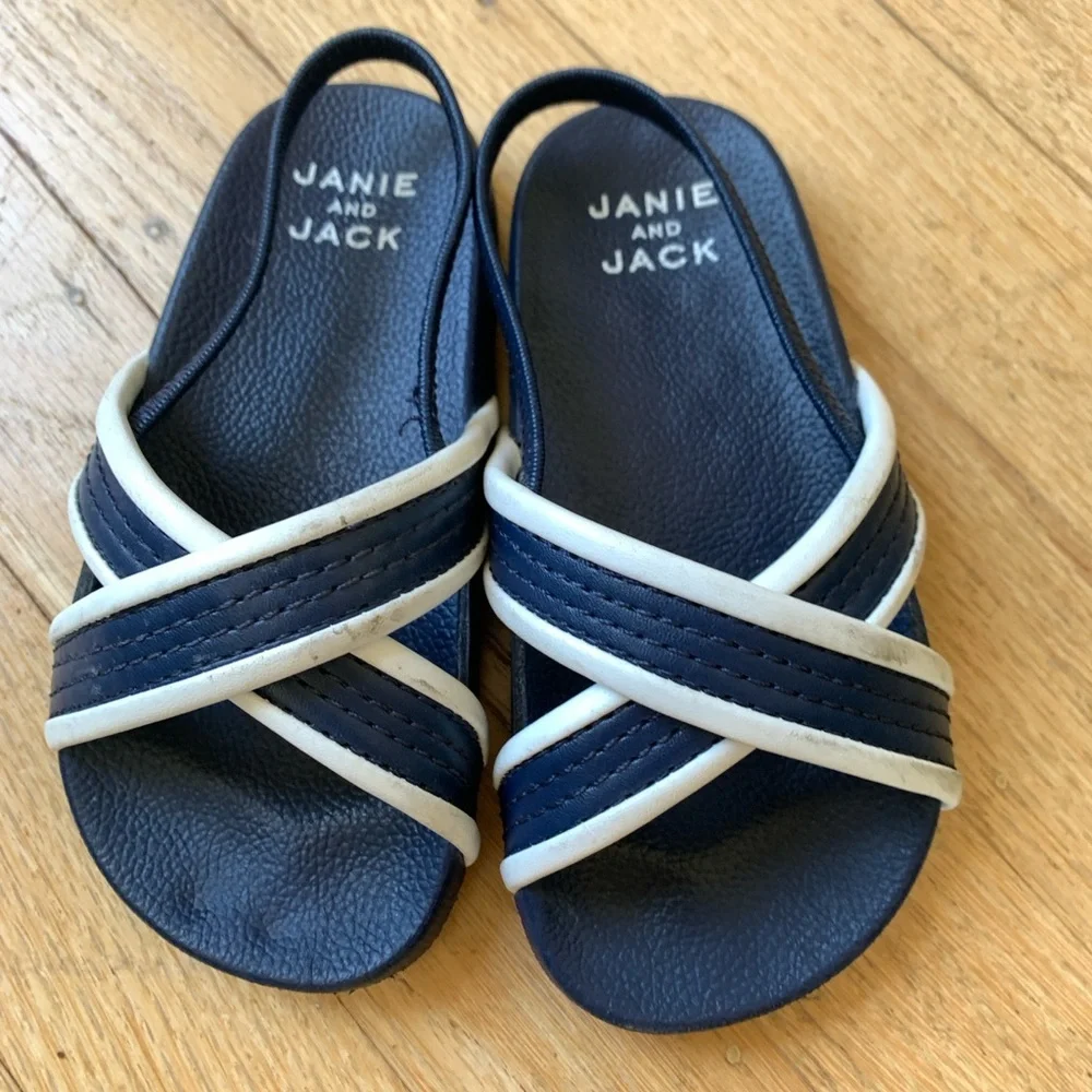 Janie and Jack Navy and White Cross-Strap Toddlers' Sandals